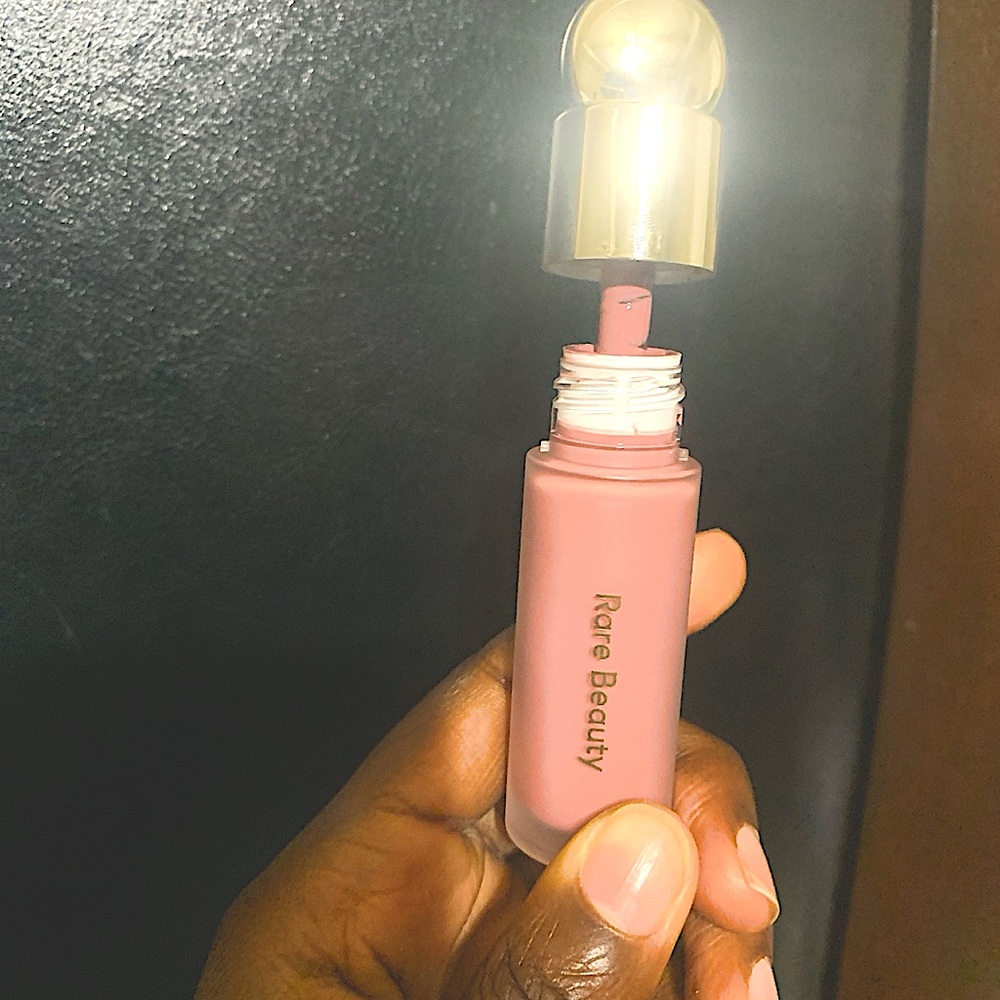 Rare beauty blush. Shade: Encourage. I’ve opened it once but I’ve never used it.